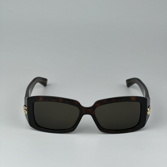 Gucci GG1403S 002 BRAND NEW SUnglasses Dark Havana Brown Unisex Rectangle - Picture 8 of 13